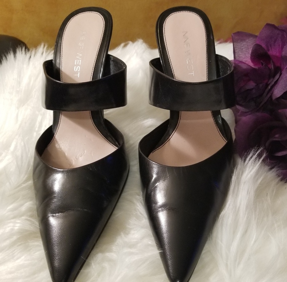 Nine West Black Pointed Slip on High Heels Shoes